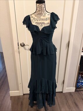 Show Me Your MuMu Teal Ruffled Maxi Dress
